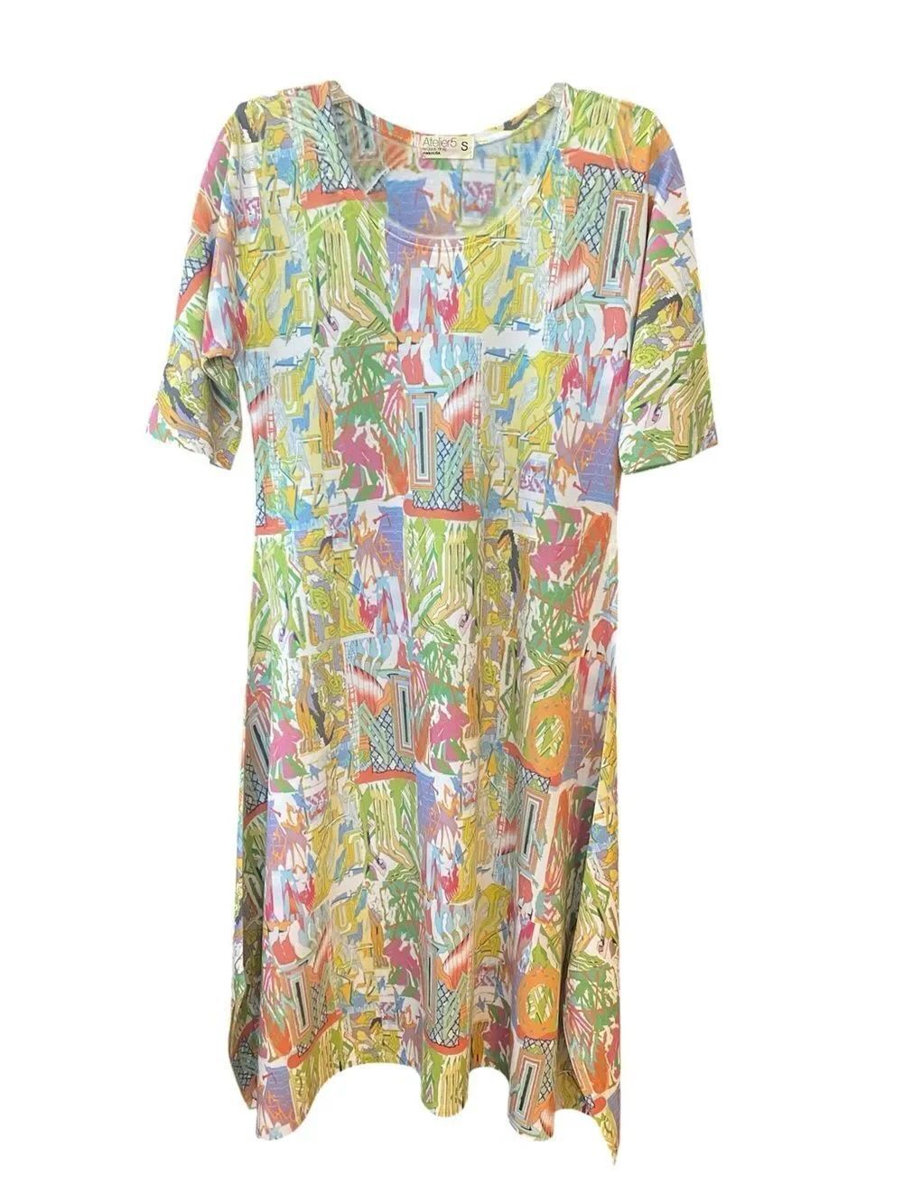 Atelier5 by Gozde Yilmaz Sz S Colorful Pastel Swing Flare Luxury Midi Dress